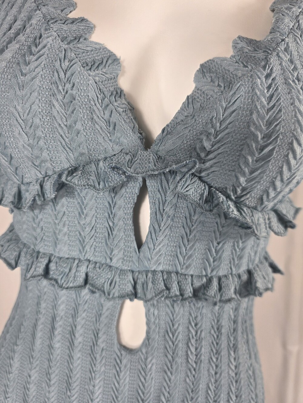 Commense Coastal Periwinkle Blue Romantic Feminine Ruffle Maxi Dress Small NWOT - Picture 5 of 12